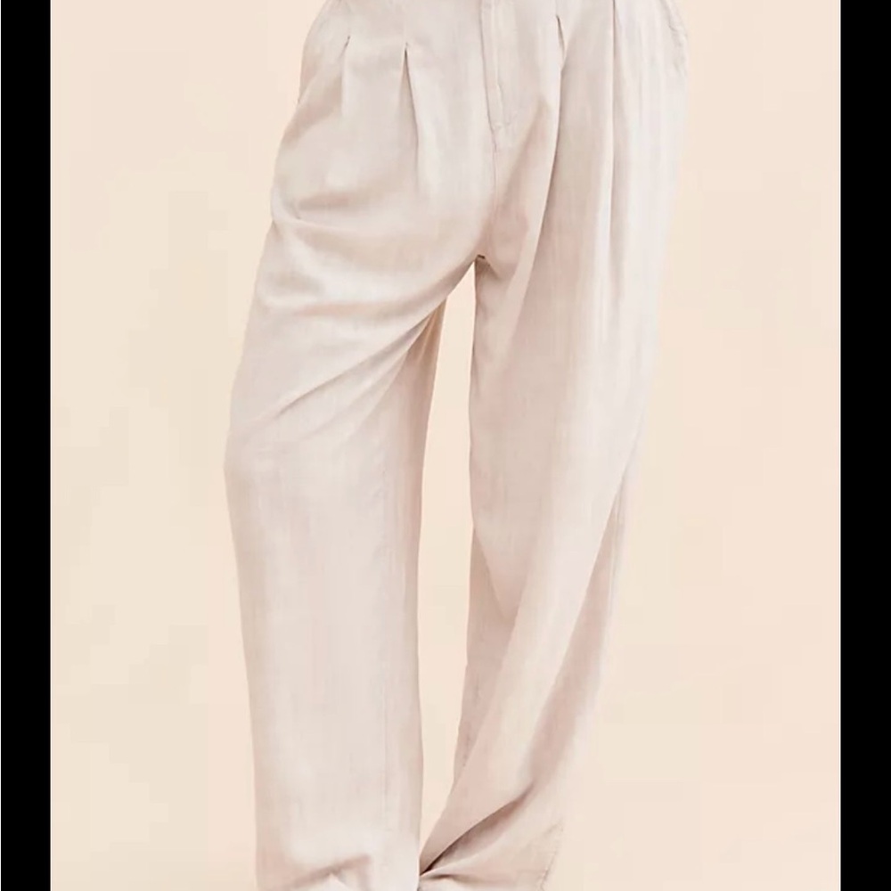 Free People Light Cream Textured Pants